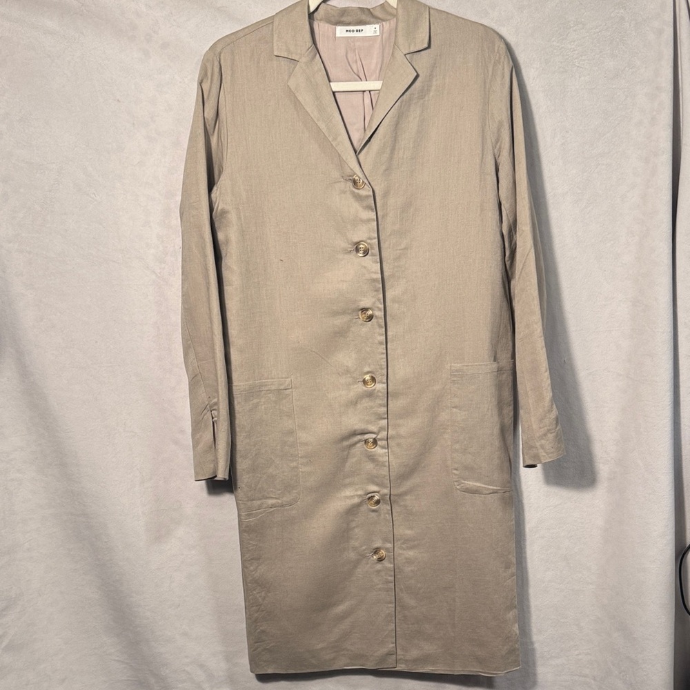 Minimalist Beige Linen Duster